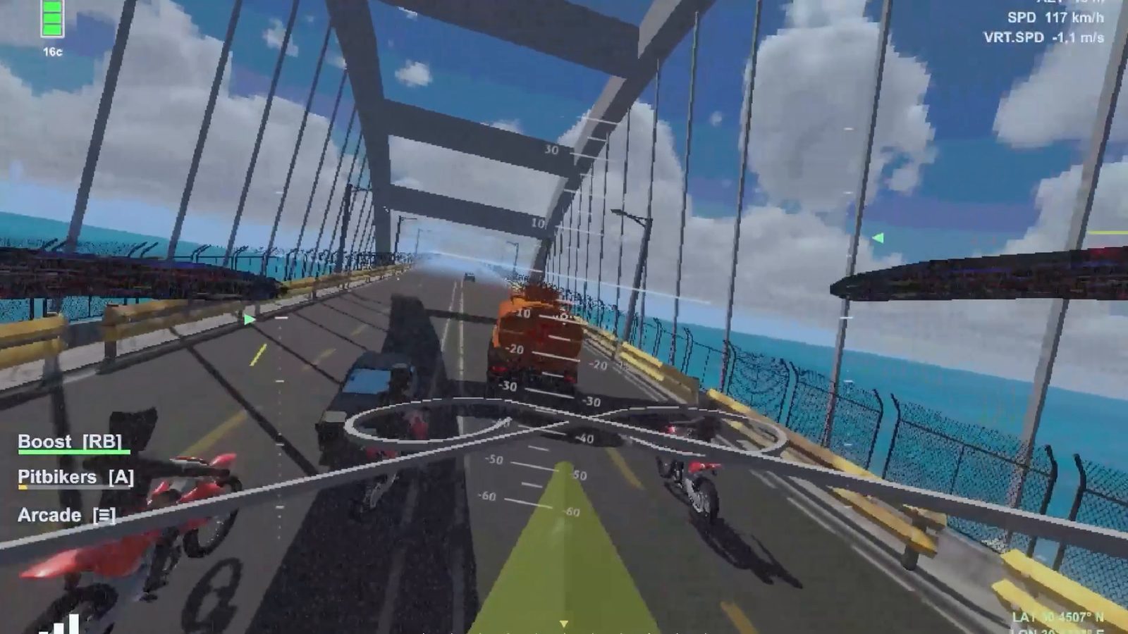 FPV drone view chasing the tanker on the bridge